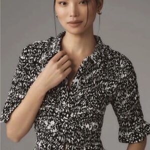 Maeve Black and White Patterned Blouse